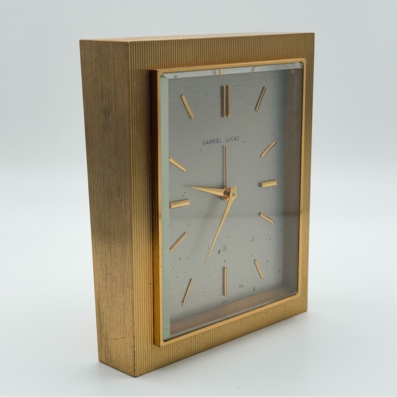GABRIEL LUCAS BRASS DESK CLOCK — SWISS MADE - Picture 2 of 8
